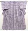 Photo1: 5906T14z840 Vintage Japanese Kimono Silk TSUMUGI  Lavender (1)