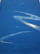Photo1: 2M01z60  Japanese Kimono Silk  FABRIC Stream Dark blue 42.5x14.4 (1)