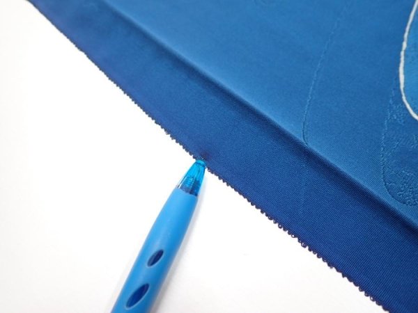 Photo6: 2M01z60  Japanese Kimono Silk  FABRIC Stream Dark blue 42.5x14.4 (6)