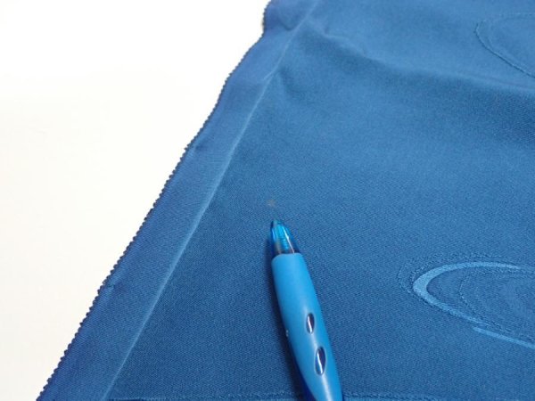 Photo6: 2M02z60  Japanese Kimono Silk  FABRIC Stream Dark blue 42.5x14.4 (6)