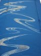 Photo1: 2M03z90  Japanese Kimono Silk  FABRIC Stream Dark blue 66.1x14.4 (1)
