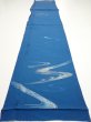 Photo5: 2M06z90  Japanese Kimono Silk  FABRIC Stream Dark blue 66.9x14.6 (5)