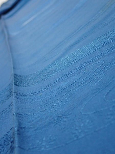 Photo3: 2M07z60  Japanese Kimono Silk  FABRIC Stream Dark blue 85.0x7.1 (3)