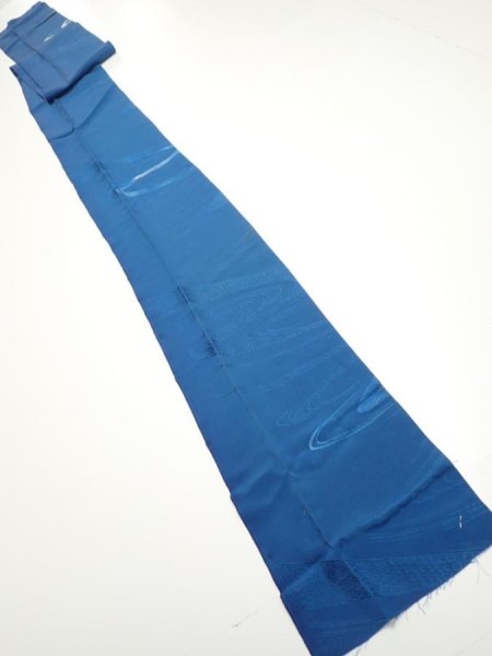 Photo5: 2M07z60  Japanese Kimono Silk  FABRIC Stream Dark blue 85.0x7.1 (5)