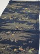 Photo3: 2M01z60  Japanese Kimono Silk  FABRIC Old Japanese house Dark navy 40.9x14.4 (3)