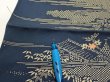 Photo6: 2M02z60  Japanese Kimono Silk  FABRIC Old Japanese house Dark navy 40.6x14.4 (6)