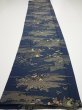 Photo5: 2M03z90  Japanese Kimono Silk  FABRIC Old Japanese house Dark navy 63.8x14.4 (5)