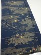 Photo2: 2M04z90  Japanese Kimono Silk  FABRIC Old Japanese house Dark navy 63.8x14.4 (2)