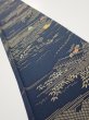 Photo1: 2M07z40  Japanese Kimono Silk  FABRIC Old Japanese house Dark navy 59.1x7.1 (1)