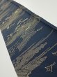 Photo1: 2M08z40  Japanese Kimono Silk  FABRIC Old Japanese house Dark navy 58.3x7.1 (1)