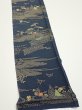 Photo2: 2M08z40  Japanese Kimono Silk  FABRIC Old Japanese house Dark navy 58.3x7.1 (2)