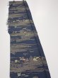 Photo3: 2M08z40  Japanese Kimono Silk  FABRIC Old Japanese house Dark navy 58.3x7.1 (3)