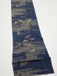 Photo2: 2M09z60  Japanese Kimono Silk  FABRIC Old Japanese house Dark navy 81.9x7.1 (2)