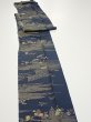 Photo3: 2M09z60  Japanese Kimono Silk  FABRIC Old Japanese house Dark navy 81.9x7.1 (3)