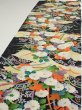 Photo3: 2M03z110  Japanese Kimono Crepe Silk  FABRIC Flowers Black 66.5x14.2 (3)