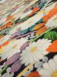 Photo4: 2M04z100  Japanese Kimono Crepe Silk  FABRIC Flowers Black 66.1x14.4 (4)