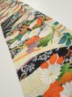Photo1: 2M07z50  Japanese Kimono Crepe Silk  FABRIC Flowers Black 60.6x7.5 (1)