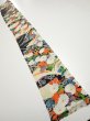 Photo5: 2M07z50  Japanese Kimono Crepe Silk  FABRIC Flowers Black 60.6x7.5 (5)