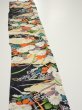 Photo3: 2M08z50  Japanese Kimono Crepe Silk  FABRIC Flowers Black 60.6x7.5 (3)