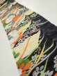 Photo2: 2M09z60  Japanese Kimono Crepe Silk  FABRIC Flowers Black 85.8x6.5 (2)