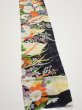 Photo3: 2M09z60  Japanese Kimono Crepe Silk  FABRIC Flowers Black 85.8x6.5 (3)