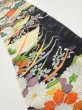 Photo3: 2M10z30  Japanese Kimono Crepe Silk  FABRIC Flowers Black 36.2x6.5 (3)
