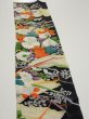 Photo4: 2M10z30  Japanese Kimono Crepe Silk  FABRIC Flowers Black 36.2x6.5 (4)