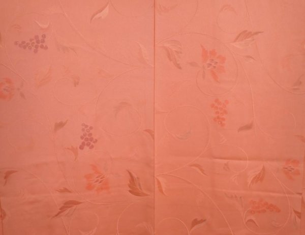 Photo3: 5907T01z600 Vintage Japanese Kimono Silk HAORI Flower Coral pink (3)