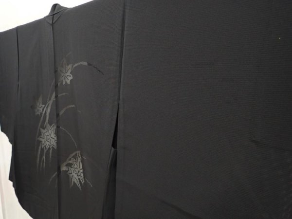 Photo2: 5907T02z260 Vintage Japanese Kimono Silk See through HAORI Maple Black (2)