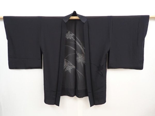 Photo6: 5907T02z260 Vintage Japanese Kimono Silk See through HAORI Maple Black (6)