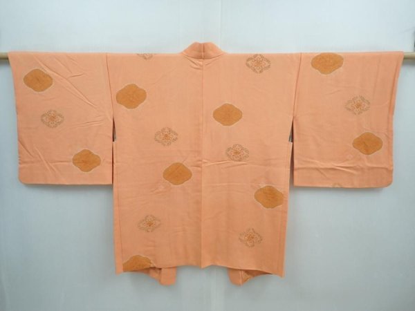 Photo3: 5907T05z600 Vintage Japanese Kimono Silk HAORI Flower Dark coral (3)