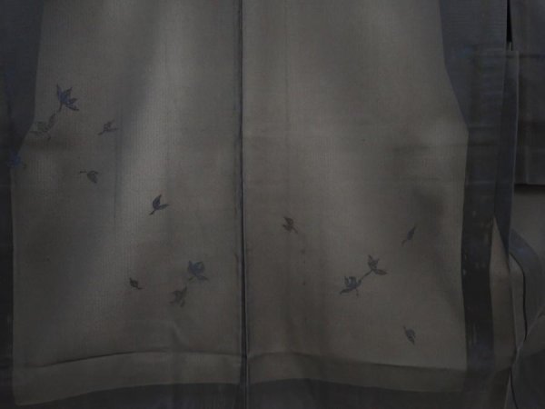 Photo4: 5907T06z290 Vintage Japanese Kimono Silk See through HAORI Flower Black (4)