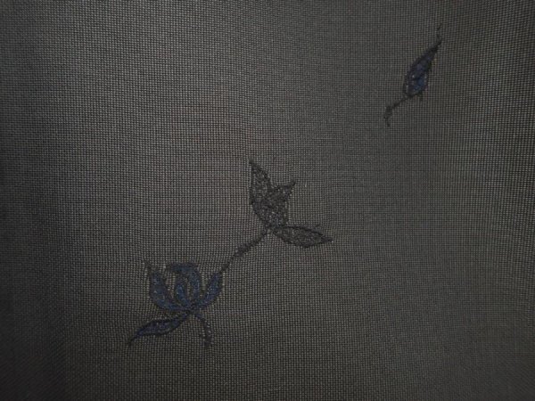 Photo5: 5907T06z290 Vintage Japanese Kimono Silk See through HAORI Flower Black (5)