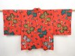 Photo1: 5907T07z420 Vintage Japanese Kimono Silk MEISEN HAORI Leaves Red (1)