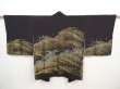Photo1: 5907T08z620 Vintage Japanese Kimono Silk HAORI Wave Black (1)