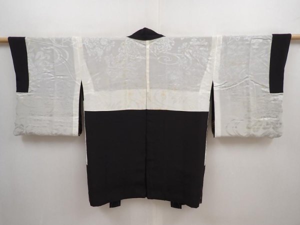 Photo6: 5907T08z620 Vintage Japanese Kimono Silk HAORI Wave Black (6)