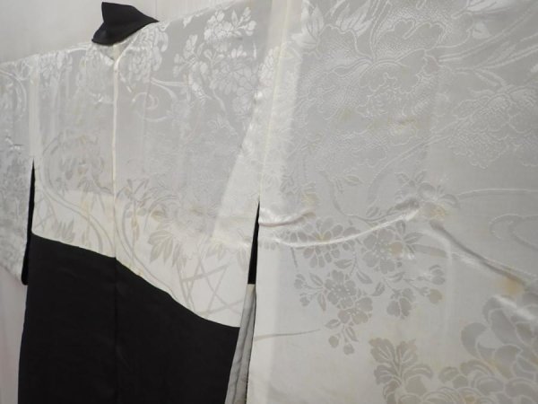 Photo7: 5907T08z620 Vintage Japanese Kimono Silk HAORI Wave Black (7)