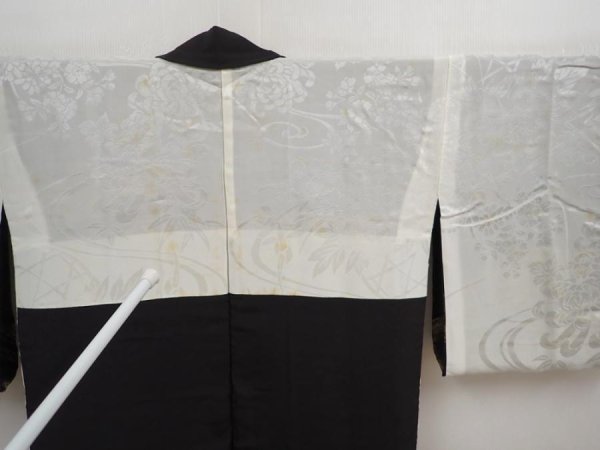 Photo8: 5907T08z620 Vintage Japanese Kimono Silk HAORI Wave Black (8)