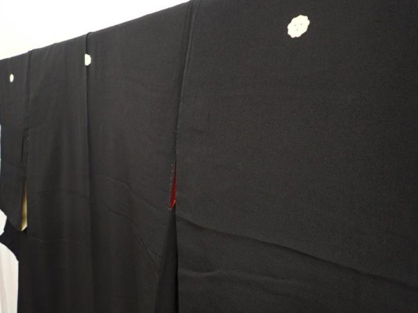 Photo2: 5907T10z830 Antique Japanese Kimono Silk TOMESODE Pine Black (2)