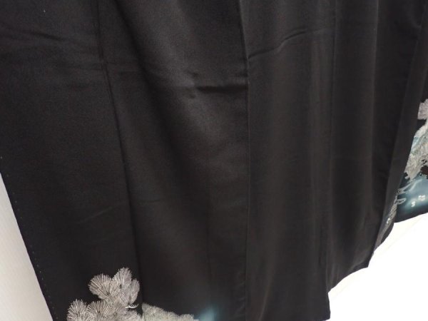 Photo3: 5907T10z830 Antique Japanese Kimono Silk TOMESODE Pine Black (3)