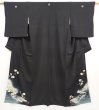 Photo1: 5907T11z850 Antique Japanese Kimono Silk TOMESODE Aoi Black (1)