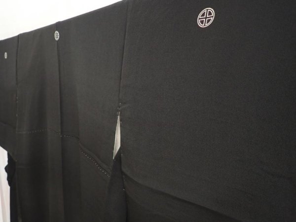 Photo2: 5907T11z850 Antique Japanese Kimono Silk TOMESODE Aoi Black (2)