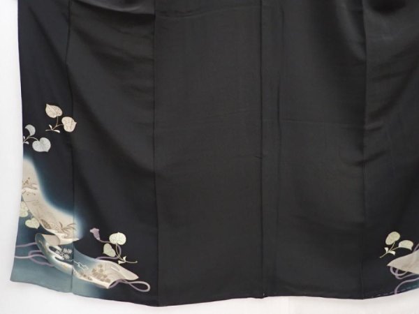 Photo5: 5907T11z850 Antique Japanese Kimono Silk TOMESODE Aoi Black (5)