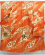 Photo1: 5907T12z1170 Vintage Japanese Kimono Silk FURISODE Flowers Orangered (1)