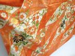 Photo3: 5907T12z1170 Vintage Japanese Kimono Silk FURISODE Flowers Orangered (3)