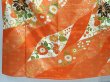 Photo6: 5907T12z1170 Vintage Japanese Kimono Silk FURISODE Flowers Orangered (6)