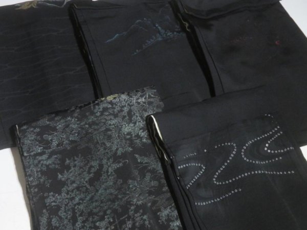 Photo2: NHGB01z14  Japanese Kimono Silk BLACK HAORI 25pcs FREE SHIPPING (2)