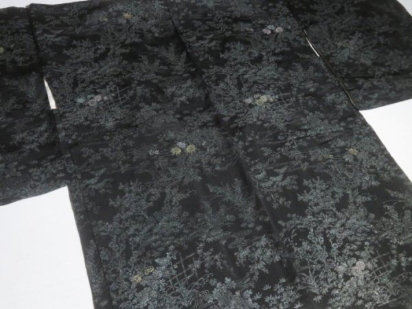 Photo3: NHGB01z14  Japanese Kimono Silk BLACK HAORI 25pcs FREE SHIPPING (3)