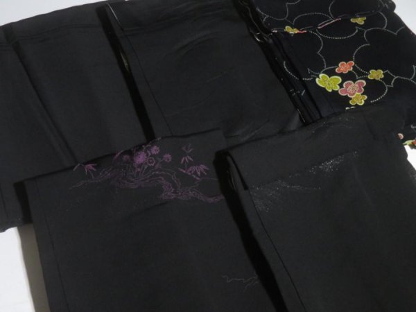 Photo4: NHGB01z14  Japanese Kimono Silk BLACK HAORI 25pcs FREE SHIPPING (4)