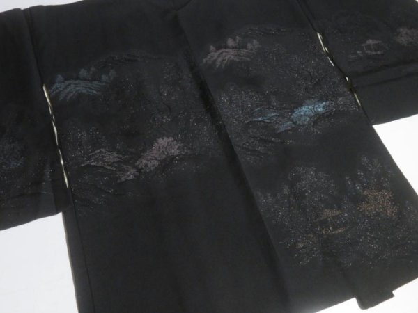Photo5: NHGB01z14  Japanese Kimono Silk BLACK HAORI 25pcs FREE SHIPPING (5)